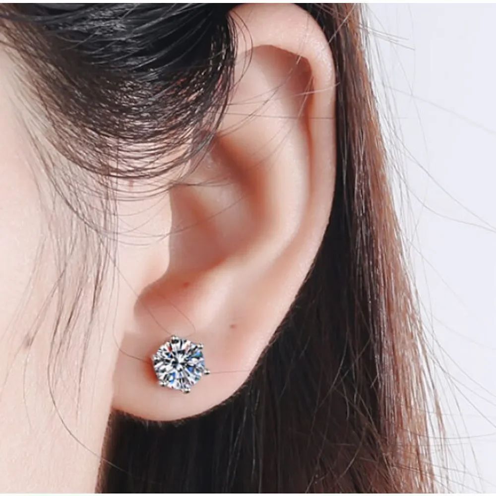 Dazzling 2 Carat Moissanite Solitaire Stud Earrings | 925 Sterling Silver |Gift